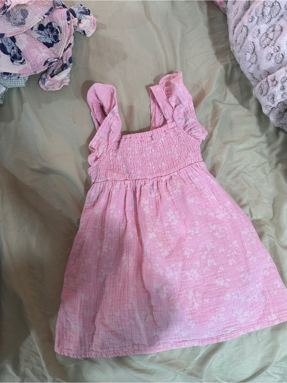 Cat & Jack Pink Ruffle Strap Sundress with Smocked Bodice